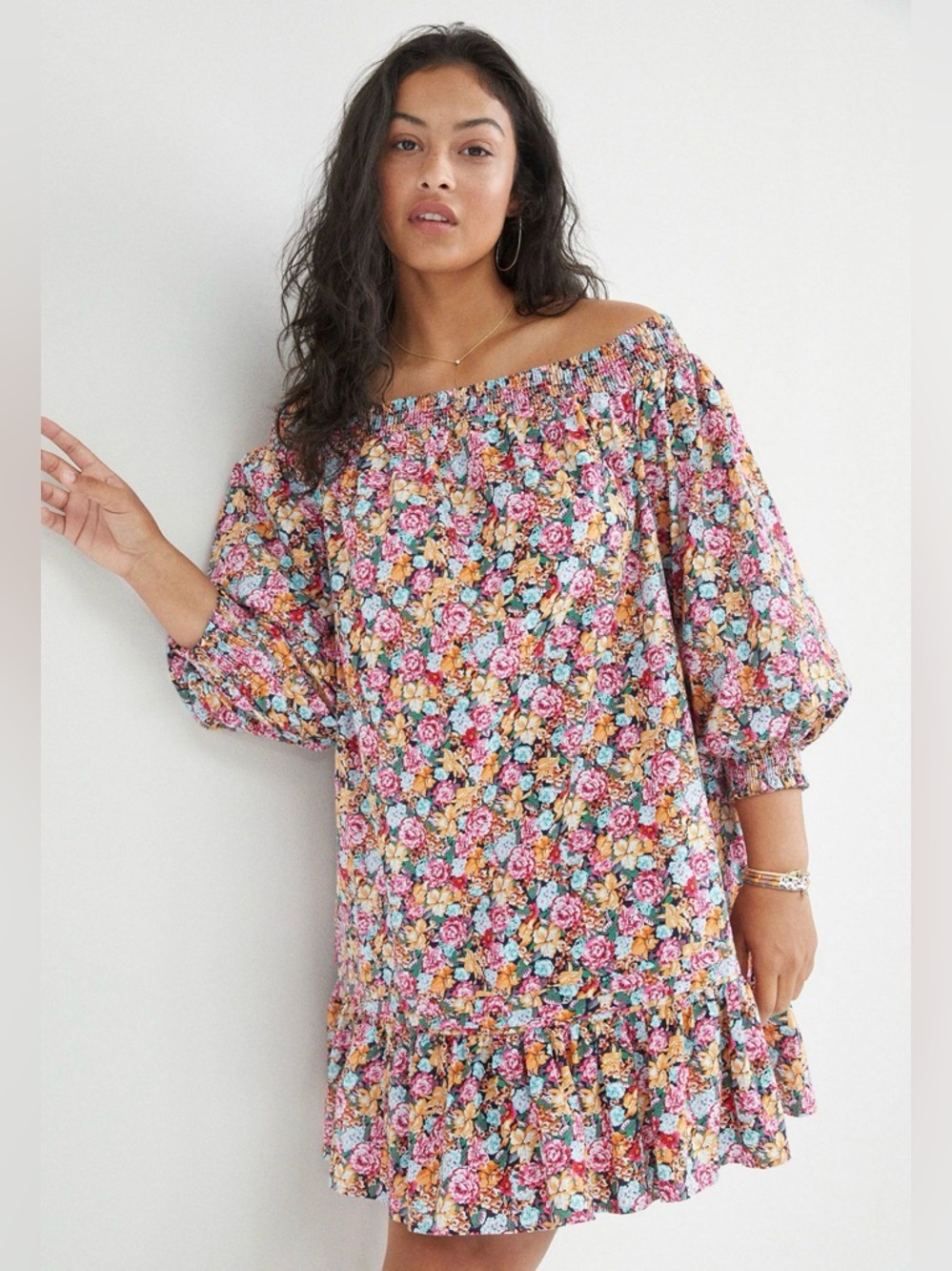 Anthropologie Flounced Off-The-Shoulder Mini Dress Size XS‎